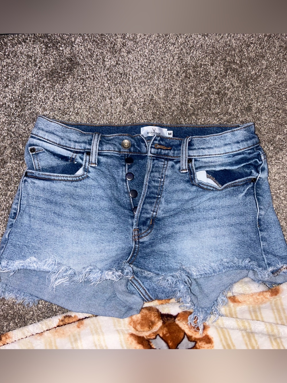 Windsor Distressed High-Rise Denim Shorts - Light Blue